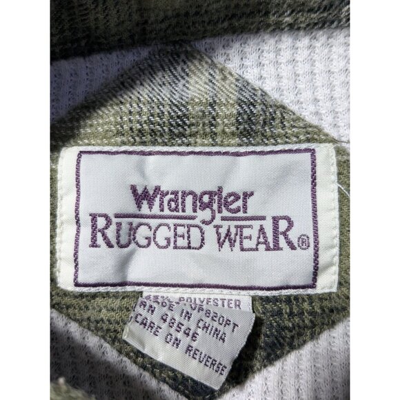 Vintage Wrangler Rugged Wear Thermal Lined Flannel Shirt Jacket Shacket Mens Lrg - Picture 12 of 15
